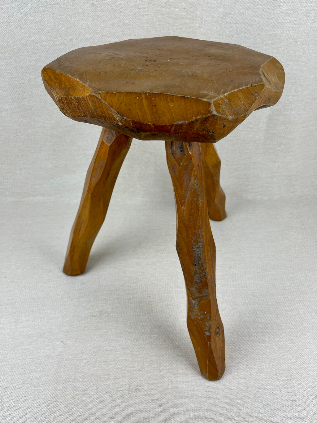 ELM CHIP CARVED STOOL