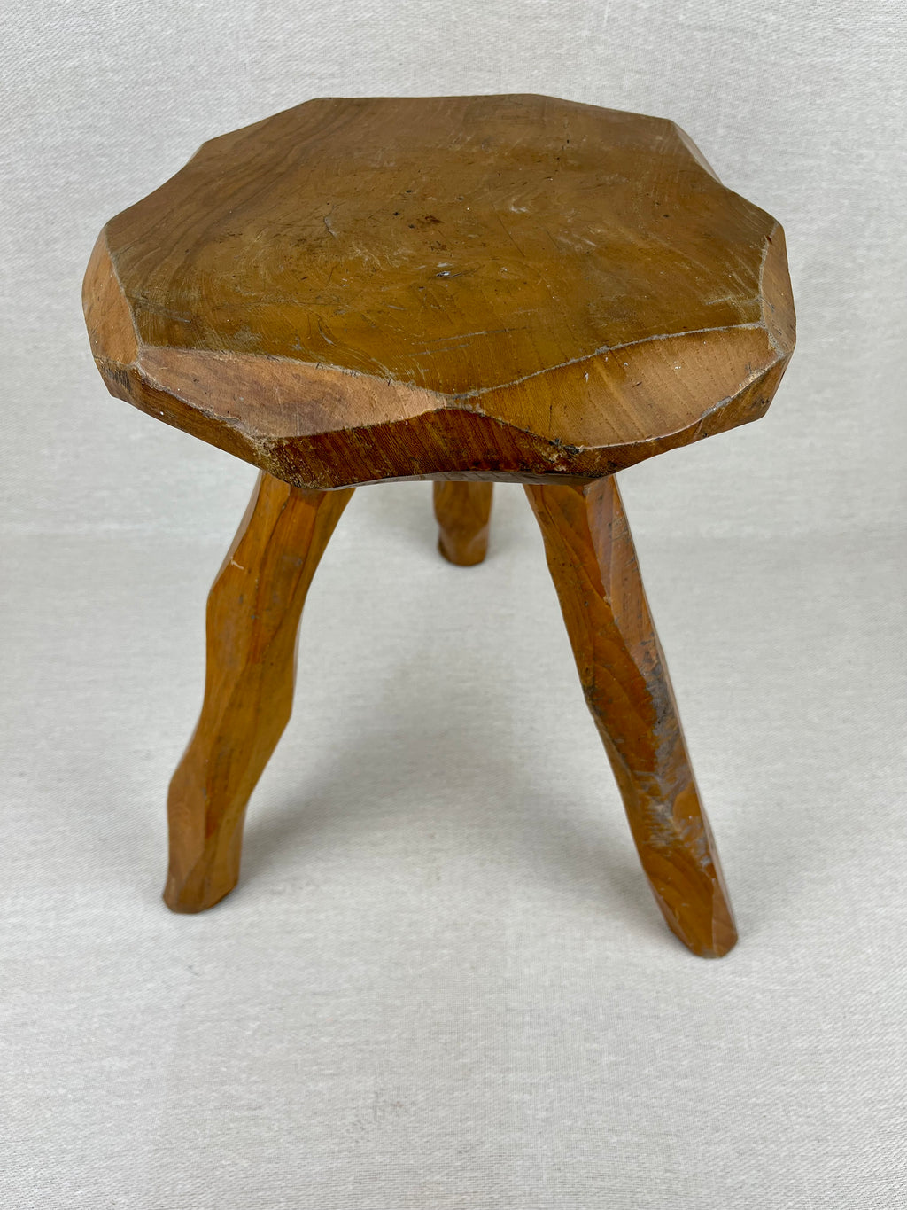 ELM CHIP CARVED STOOL