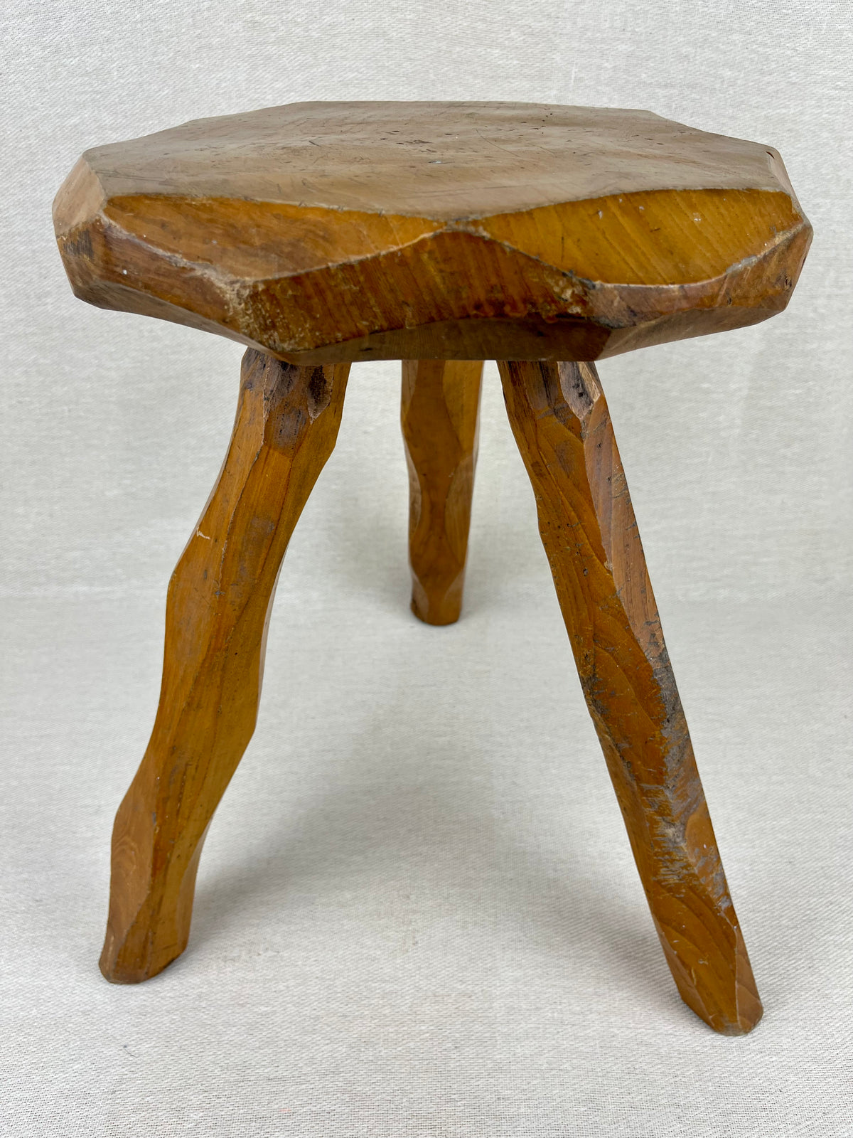 ELM CHIP CARVED STOOL