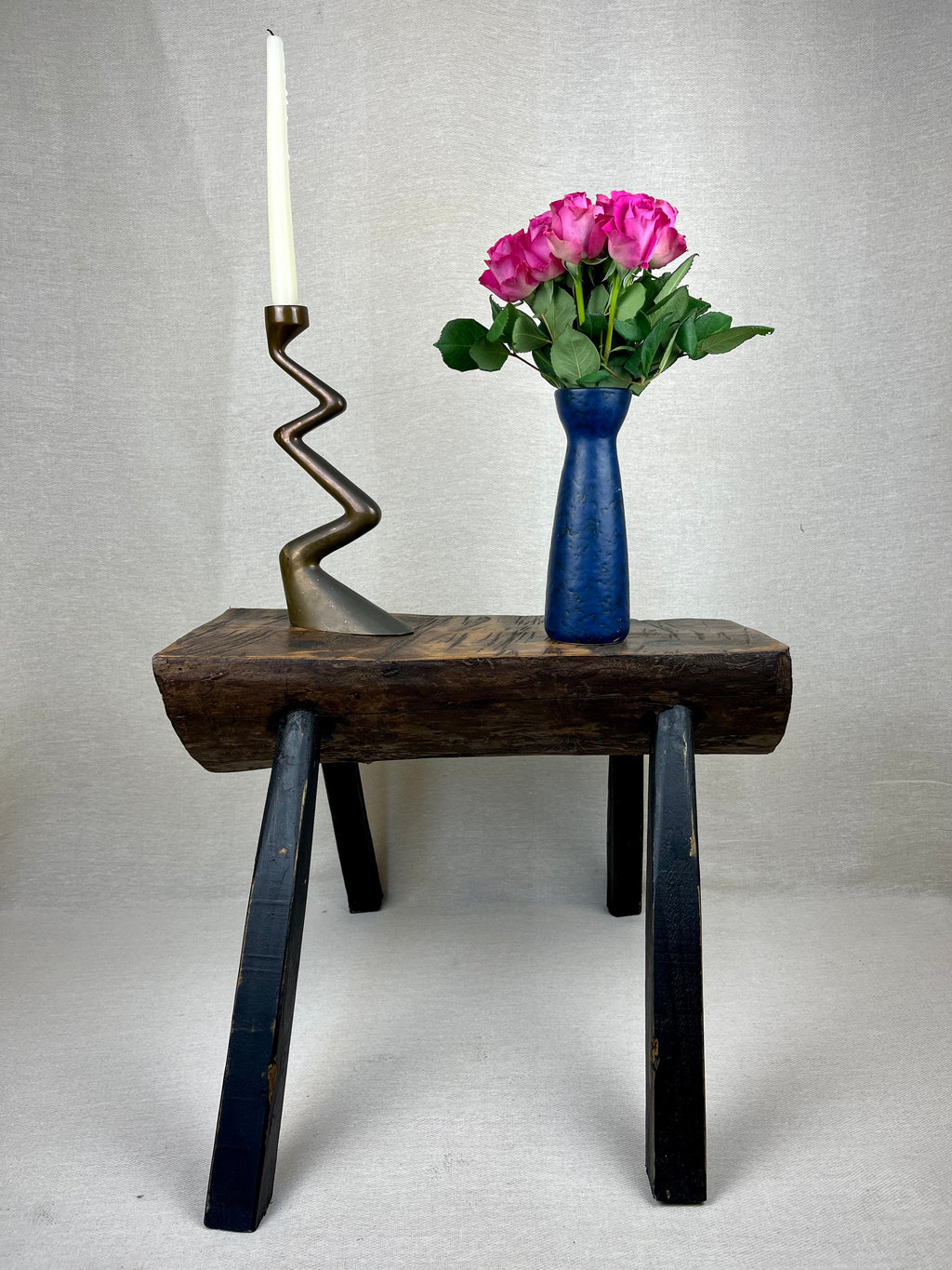 FRENCH BRUTALIST CHOPPING BLOCK STOOL