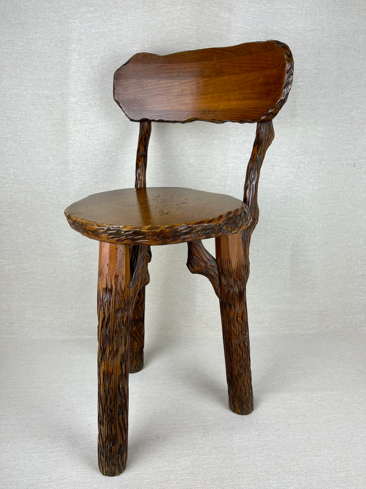 BRUTALIST FRENCH WOODEN CHAIR