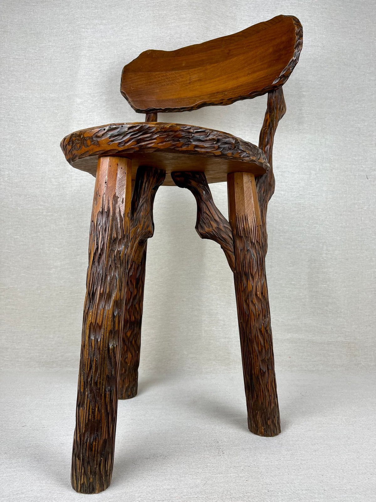 BRUTALIST FRENCH WOODEN CHAIR