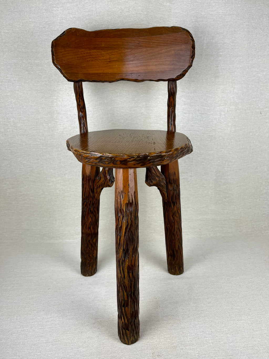 BRUTALIST FRENCH WOODEN CHAIR