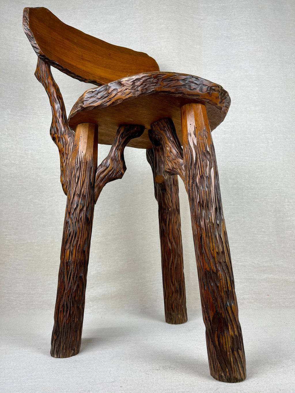 BRUTALIST FRENCH WOODEN CHAIR