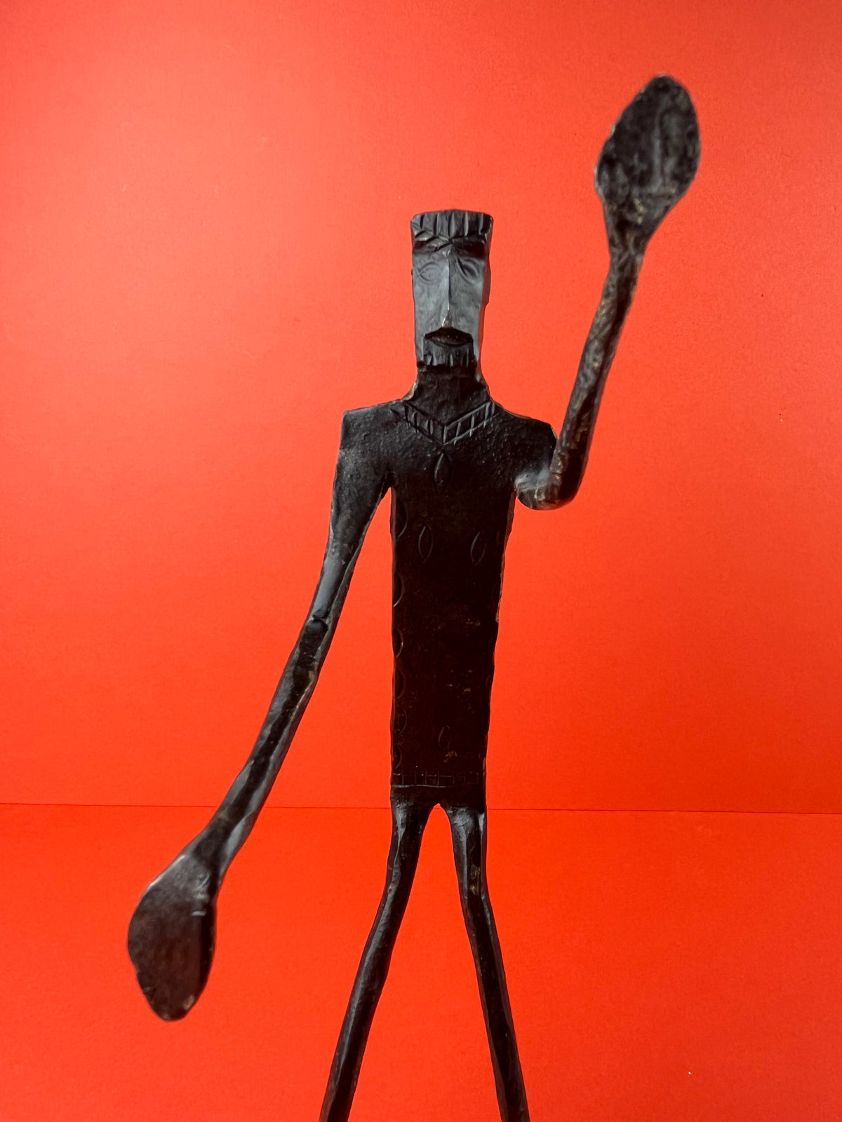WROUGHT IRON DOGON FIGURAL BOOKENDS