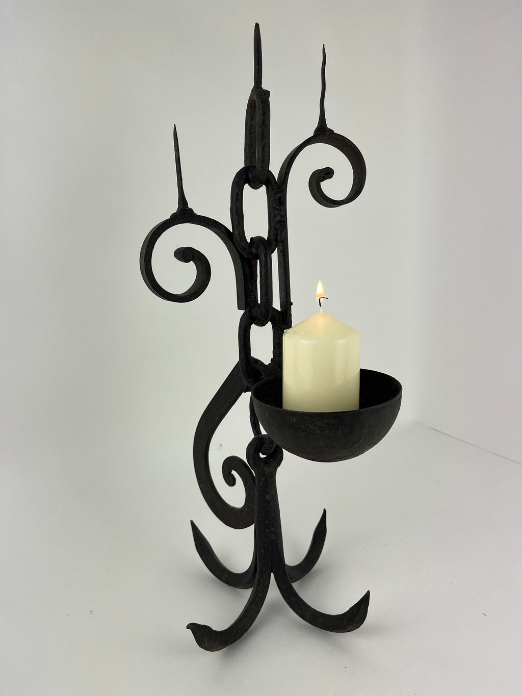 BRUTALIST WROUGHT IRON CANDLE HOLDER