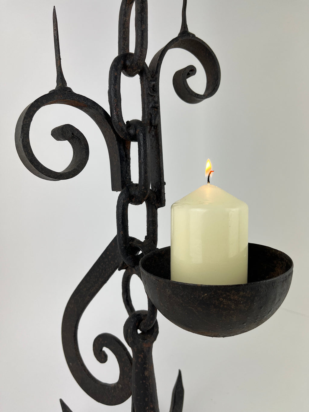 BRUTALIST WROUGHT IRON CANDLE HOLDER