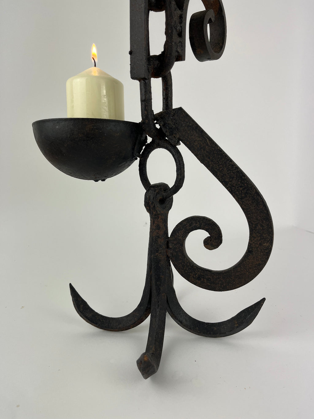 BRUTALIST WROUGHT IRON CANDLE HOLDER