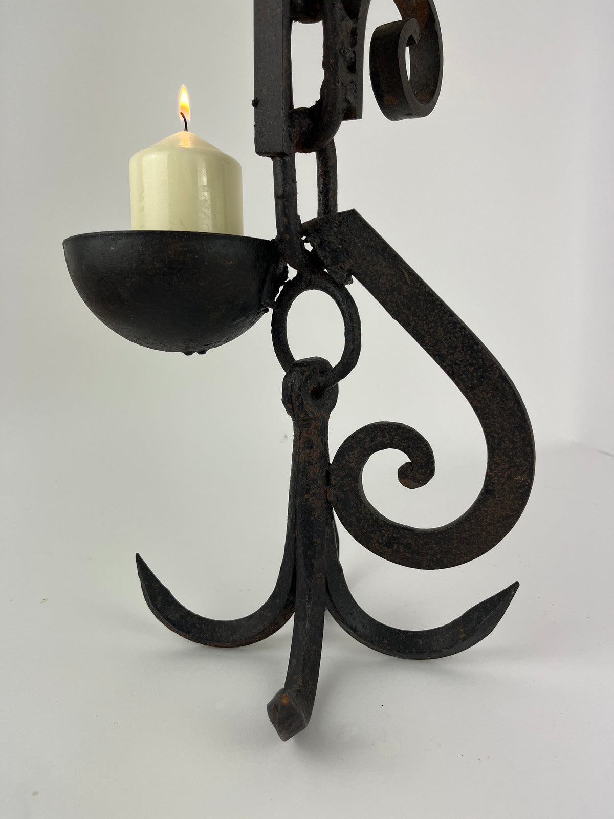 BRUTALIST WROUGHT IRON CANDLE HOLDER