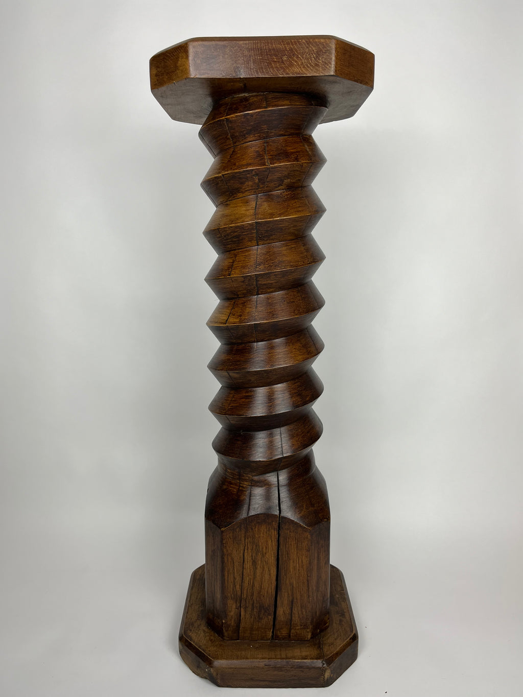 FRENCH OAK TURNED SPIRAL COLUMN