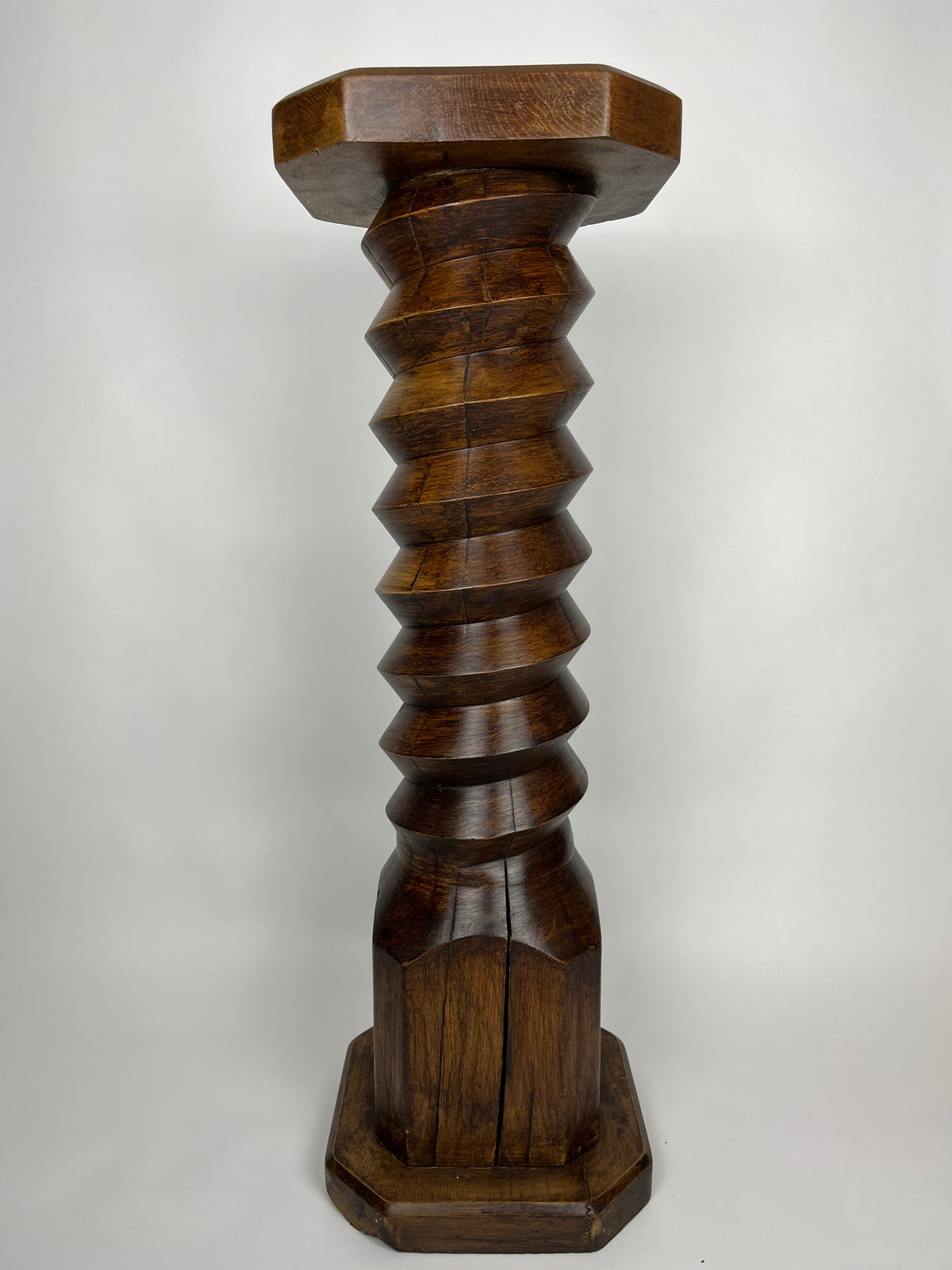 FRENCH OAK TURNED SPIRAL COLUMN