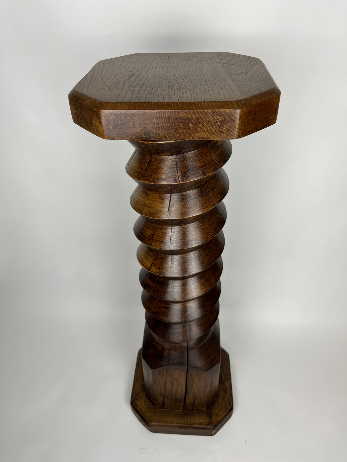 FRENCH OAK TURNED SPIRAL COLUMN