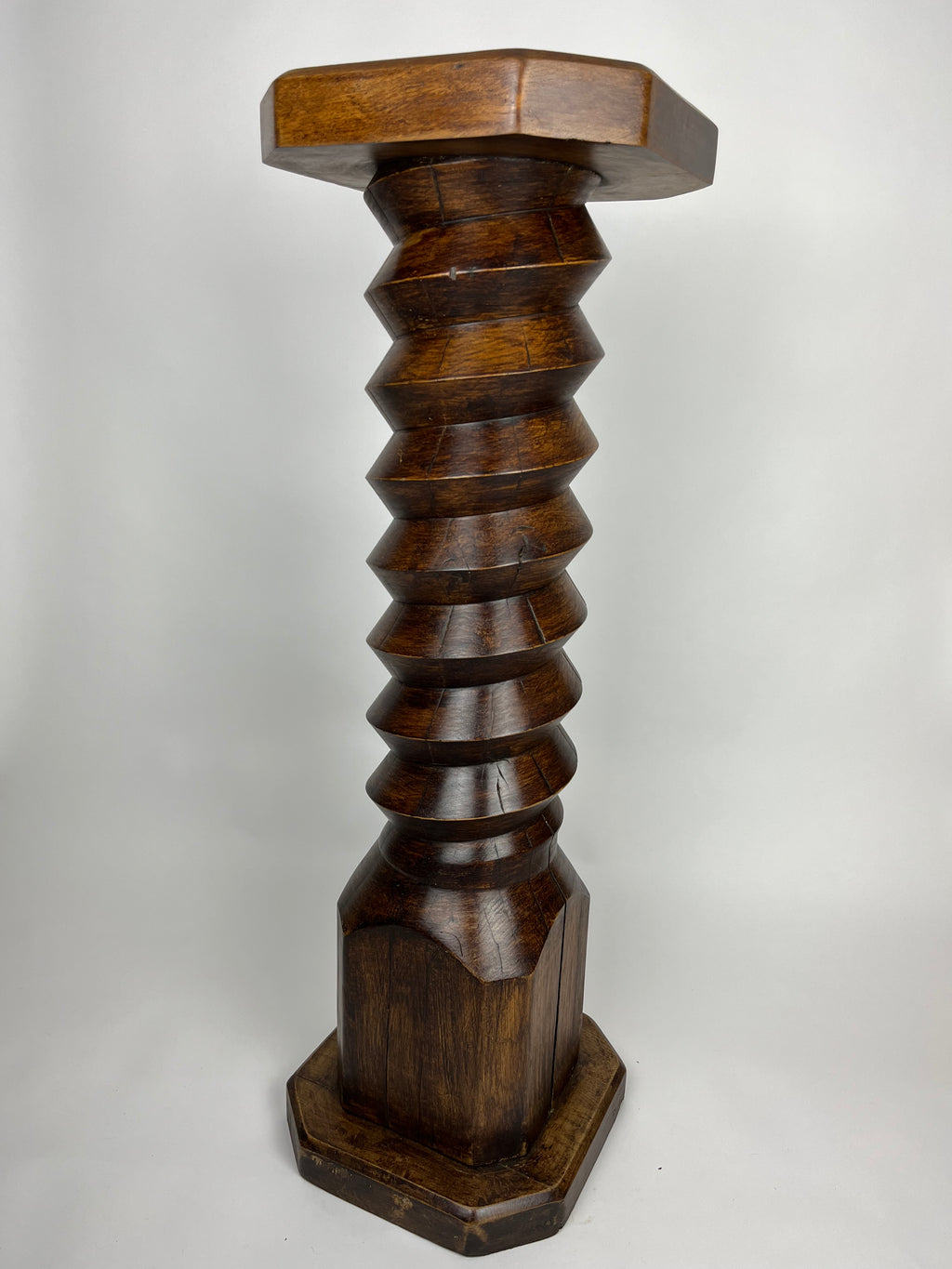 FRENCH OAK TURNED SPIRAL COLUMN